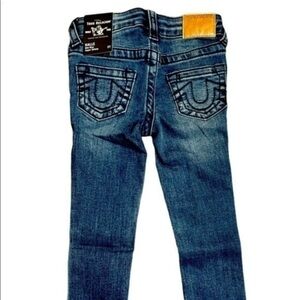 True Religion toddler girl Halle mid rise bottom super skinny blue jean Sz 2T